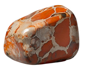 Ejemplar de canto rodado de Jaspe cebra, Jaspe rojo